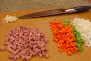 Basic mirepoix with ham