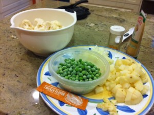 Prep for curry cauliflower