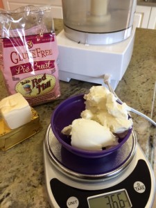 Shortening being weighed