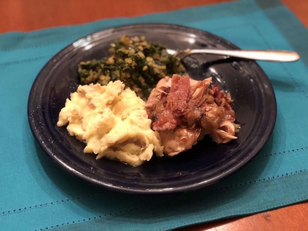 Braised chicken prosciutto