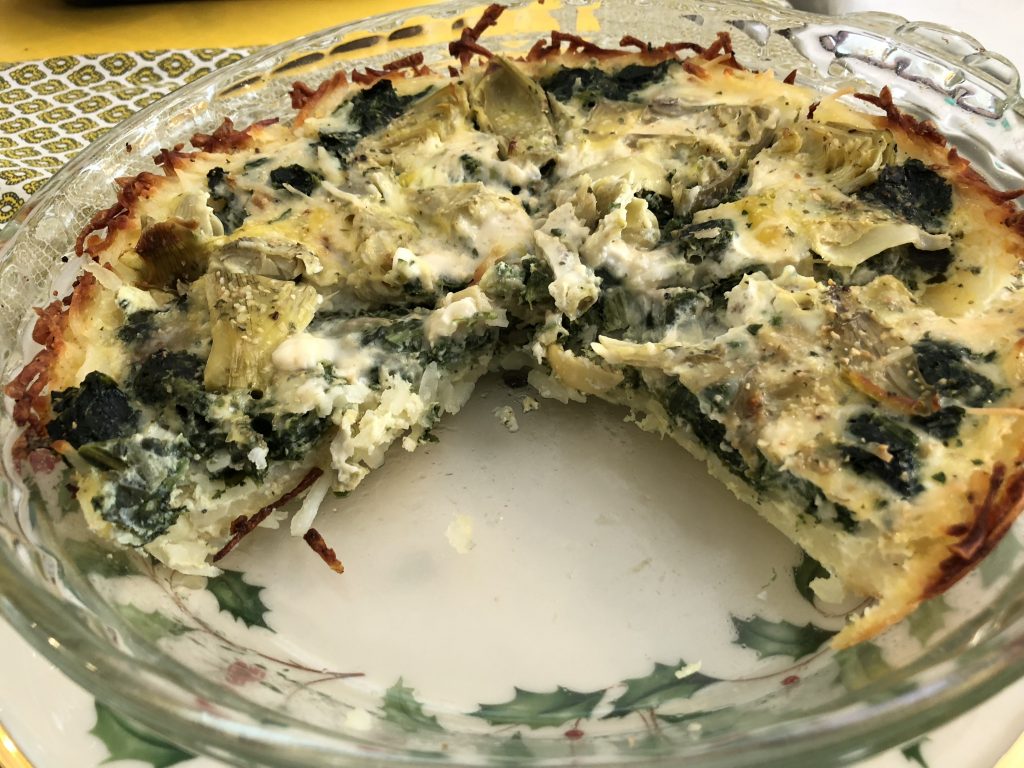 Potato crust quiche spinach